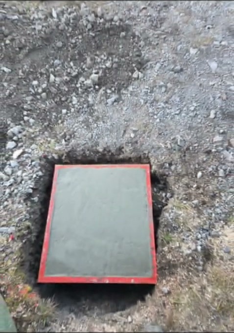 Punktfundament, frisch betoniert