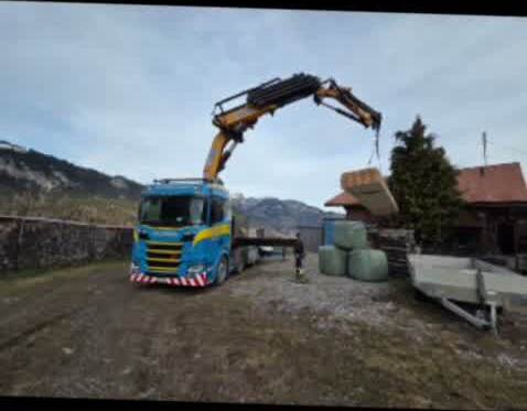 Holzlieferung per Kran